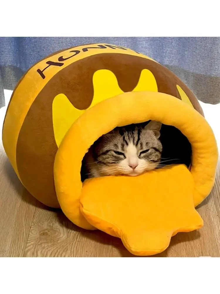 

Honey Pot Bed Winter Warmth Closed Se ular Model Small Kitten Pad Wrap Sle Cold Proof Bed Indoor Use