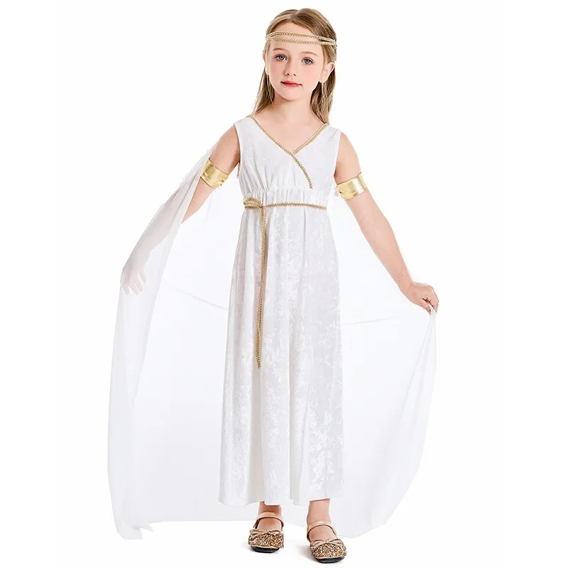 

Roman Greek Goddess Cosplay Costume White Dress Performance Clothes