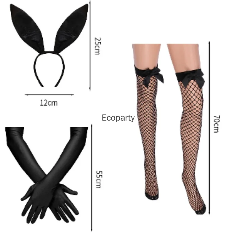 새로운 여성 부활절 토끼 의상 세트 섹시한 토끼 소녀 코스프레 토끼 귀 머리띠 세트 여성 할로윈 파티 의상 액세서리