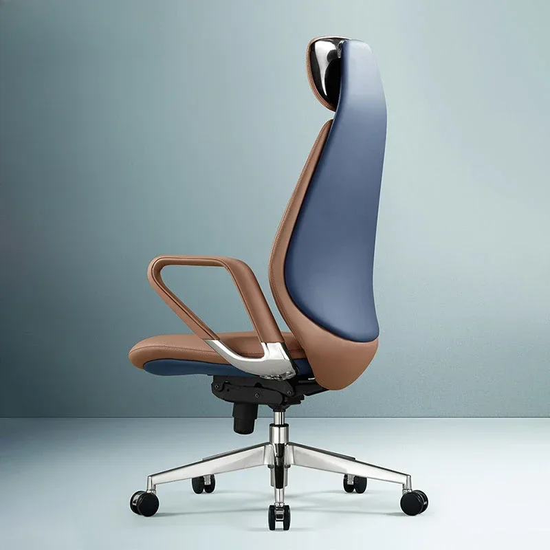 Computer chair home comfortable sedentary boss cowhide office chair light luxury swivel chair
