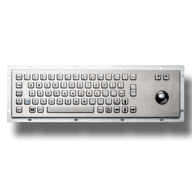 IP65 Rugged Waterproof Metal Stainless Steel Industrial Keyboard With Trackball Mouse Keypad For Kiosk CNC Mill