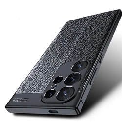 Luxury Business Leather Texture Soft Phone Case For Samsung Galaxy S24 S23 S22 Ultra A15 A14 A05S A54 A34 A24 Shockproof Cover