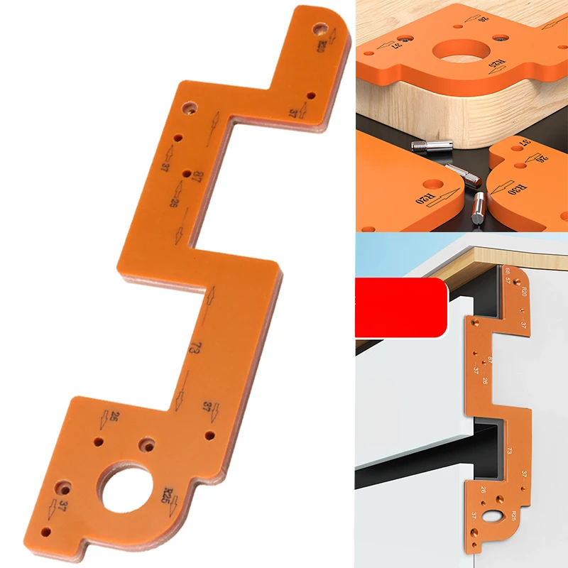 

No Handle Slotting Mold Woodworking Invisible Embedded Handle Slotting Template Cabinet Door R20/R25 Arc Angle Cutting Template