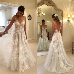 Robe de Mariée Personnalisée avec Col en V pour Patients, Grande Taille, Style Bohème, pour la Plage