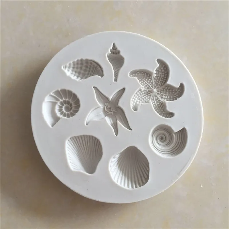 Seashell Conch Starfish Fish Under the Sea Style Pastry Baking Molds for Cookie Candy Marine Theme Cake Fondant Silicone Mold