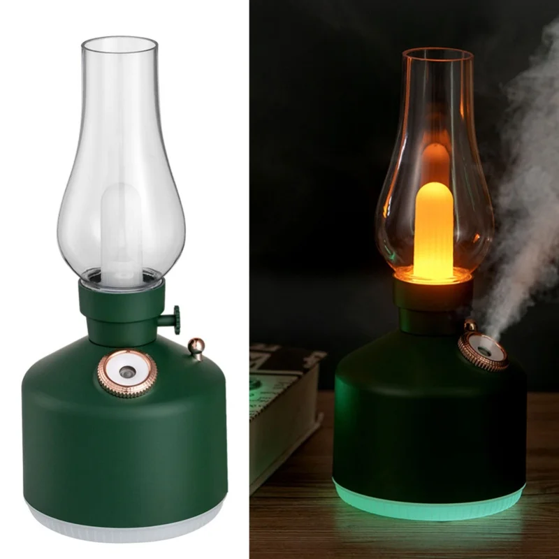 USB Rechargeable Retro Lantern Humidifier Quiet Mini Cool Mist Aromatherapy Diffuser Multifunctional Desktop Decor For Bedroom