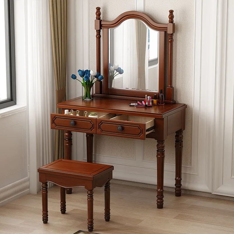 DSA solid wood dresser light luxury small apartment makeup table modern simple dressing table and chairs