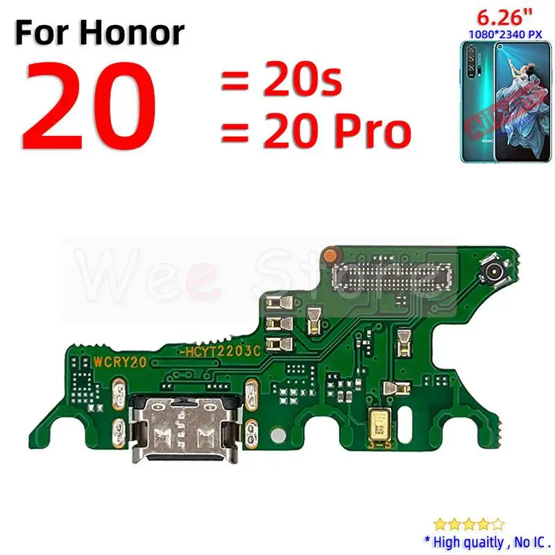 USB Sub Board Dock Mic Charger Connector Charging Port Flex Cable For Huawei Honor View 20 Lite Pro 20i 20s X7 X8 X9 Phone Parts