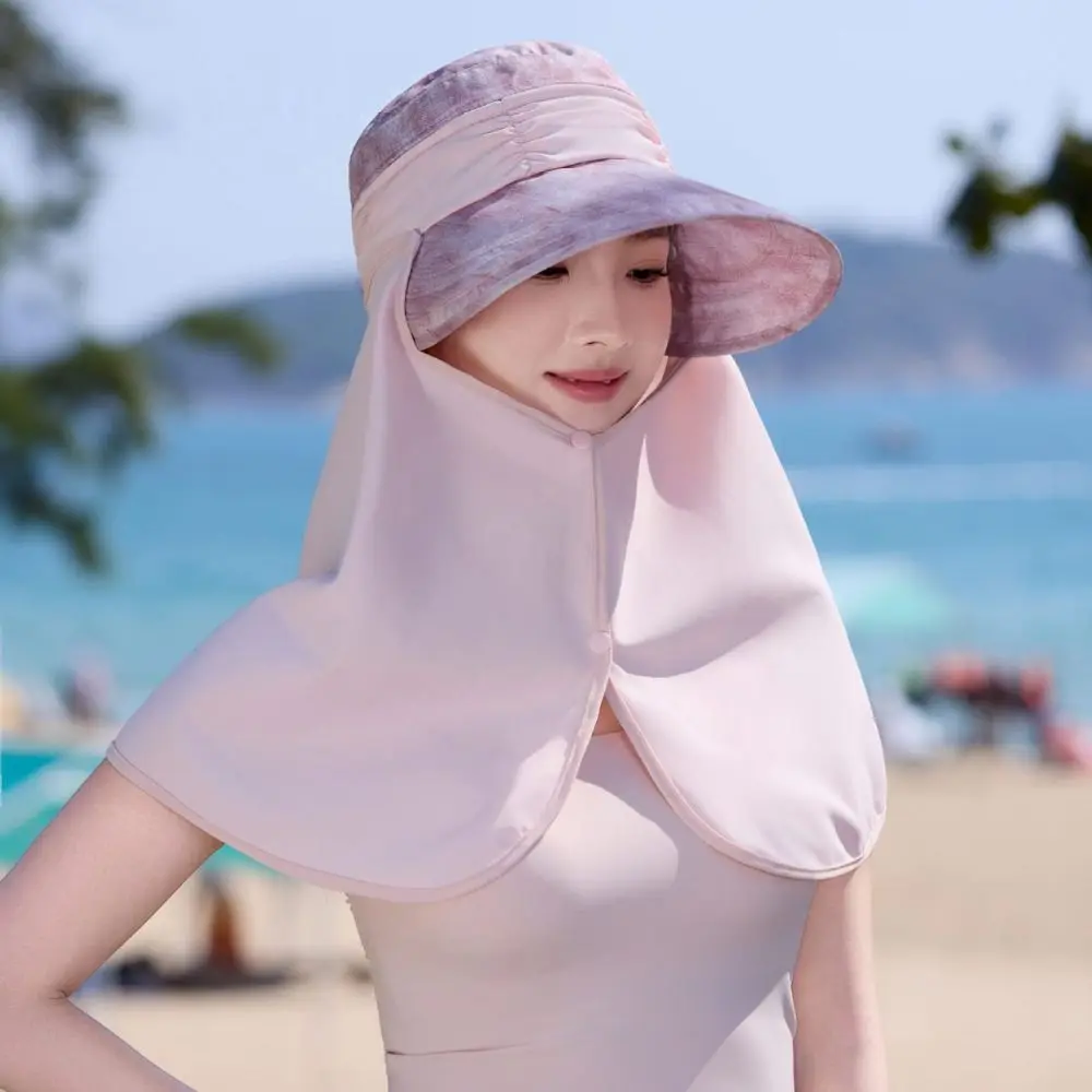 Portable Wide-Brimmed Shawl Fisherman Hat Adjustable Solid Color Sunshade Sun Hat Thin Lightweight Picking Tea Hat Jogging
