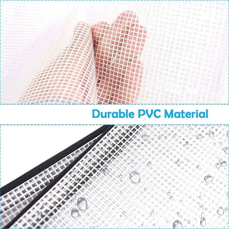 12PCS Plastic Mesh Zipper Bag Multifunctional Waterproof Folder Office Supplies,Multiple Sizes File Organizer