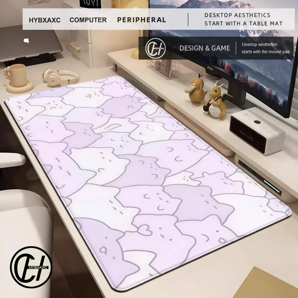 Cute Pink Cat Mouse Pad Large Size Rubber Base Anti-slip PC Desk Accessories Mousepad Keyboard Mats Decor Mat