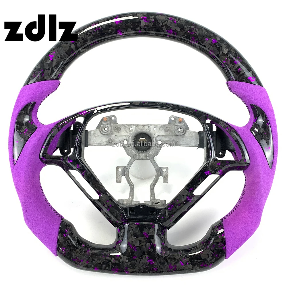Forged Carbon Fiber Steering Wheel for Infiniti G37 2013 2014 2015 2016 G35  Q60 Car Custom Purple Suede Leather Steering Wheel
