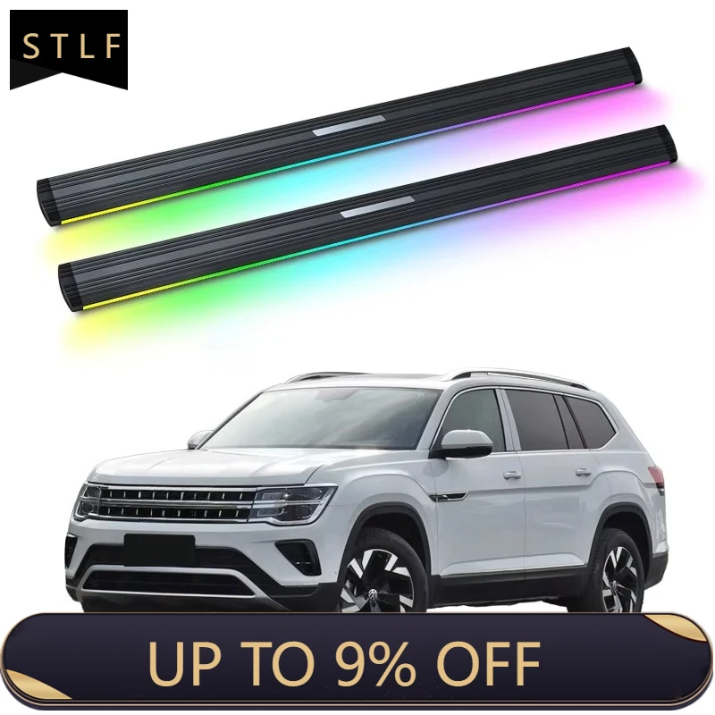 

Electric Running Boards Retractable Aluminum Alloy Neon LED Lights For VW Teramont 2017-2025 SUV Side Steps with Carry Bag