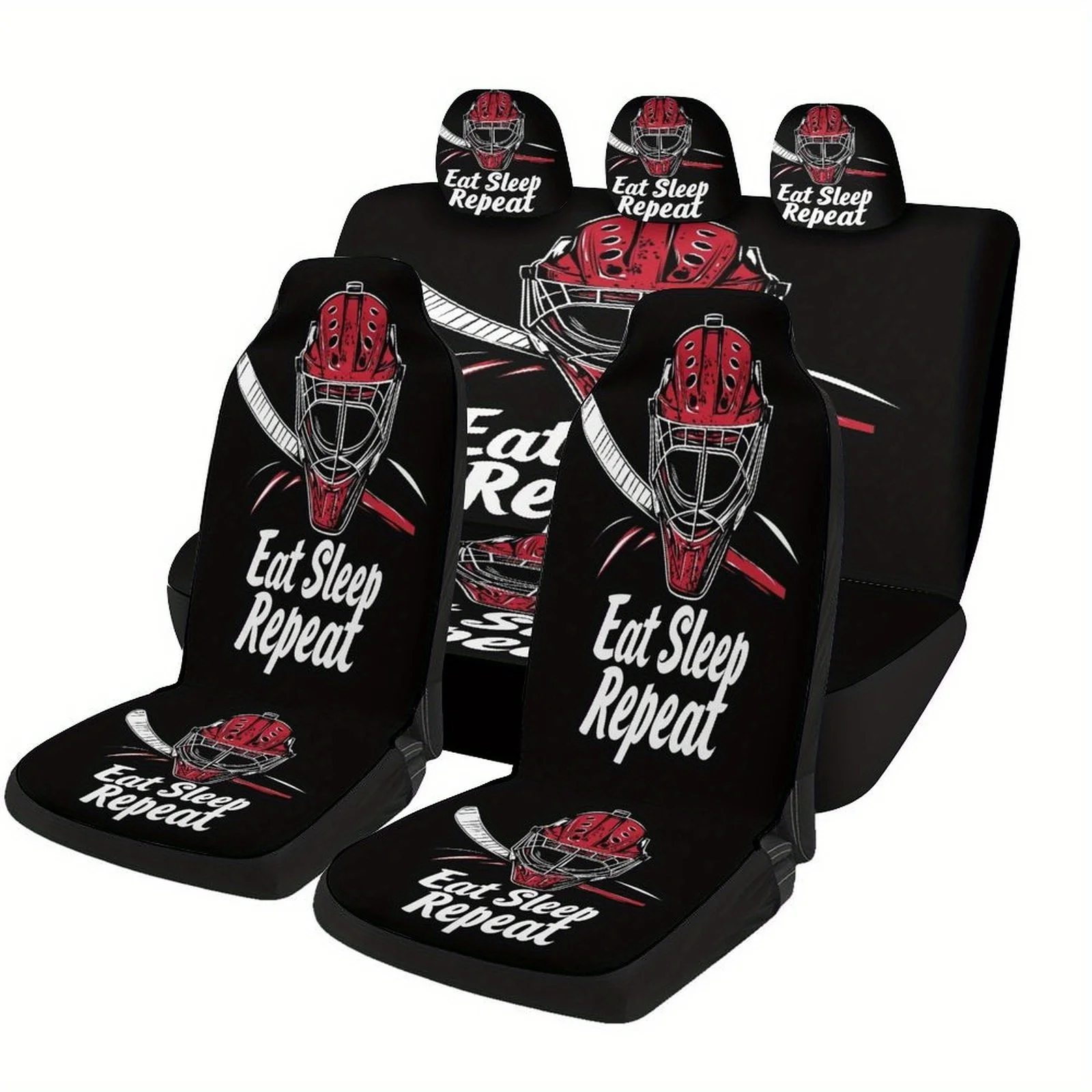 Hockey Goalie Mask Themed Car Seat Cover Set For Most Cars, Fashion Novelty Car Seat Protector Covers Full Set, Car Seat Cover