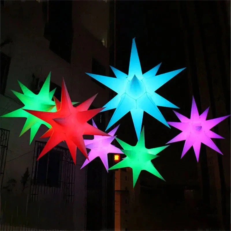 Christmas Inflatable  Fascinating Star With Led Light Nightclub Outdoor Festival Decoration Hanging Inflatable Star Balloon