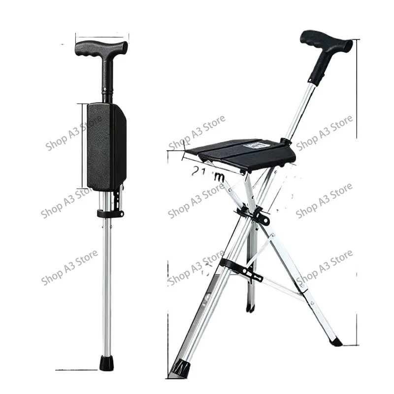 Elderly Electric Crutch Stool Folding Portable Anti-Slip Smart Opening and Closing Lightweight Outdoor Hiking Cane Chair