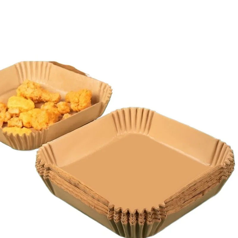 50/100PCS Air Fryer Special Paper Tray Household High Temperature Resistant Oil Absorbing Paper Pad Square Baking Paper Kitchen view 4