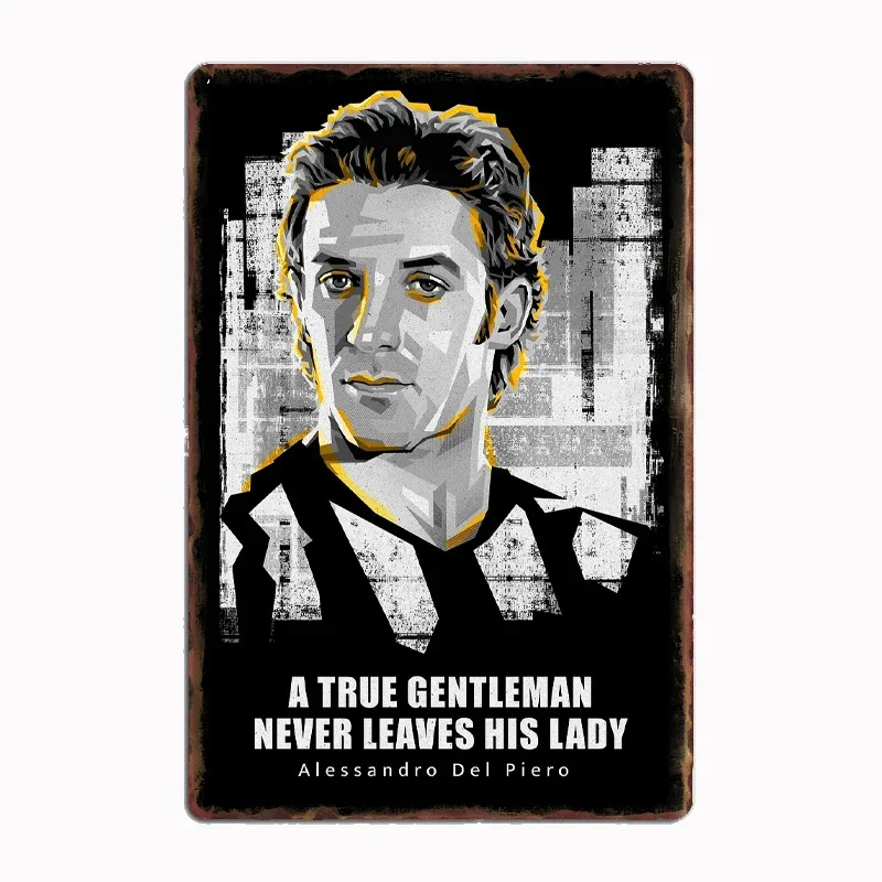 Art  Alessandro Del Piero Soccer Player Poster Football Player Metal Sign Club Indoor Room Decor Custom Tin Home Wall Decor