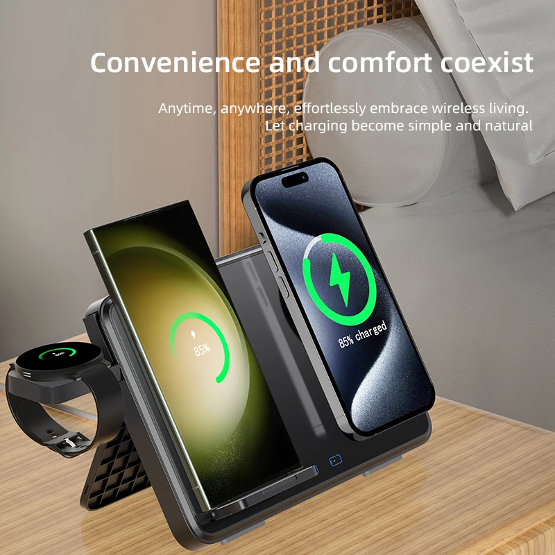 Foldable Wireless Charger Stand for Samsung Galaxy Z Fold 5 4 3 S23 Ultra 15W Fast Charger Dock Station for Galaxy Watch 6 Buds2