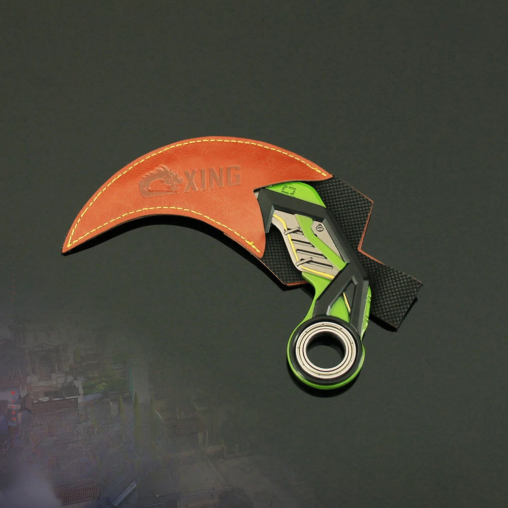 Periferia de juego Valorant de 13CM RGX 11z Pro Karambit, modelo de arma giratoria de Metal completo, adorno coleccionable, espada de Cosplay, juguete para niño