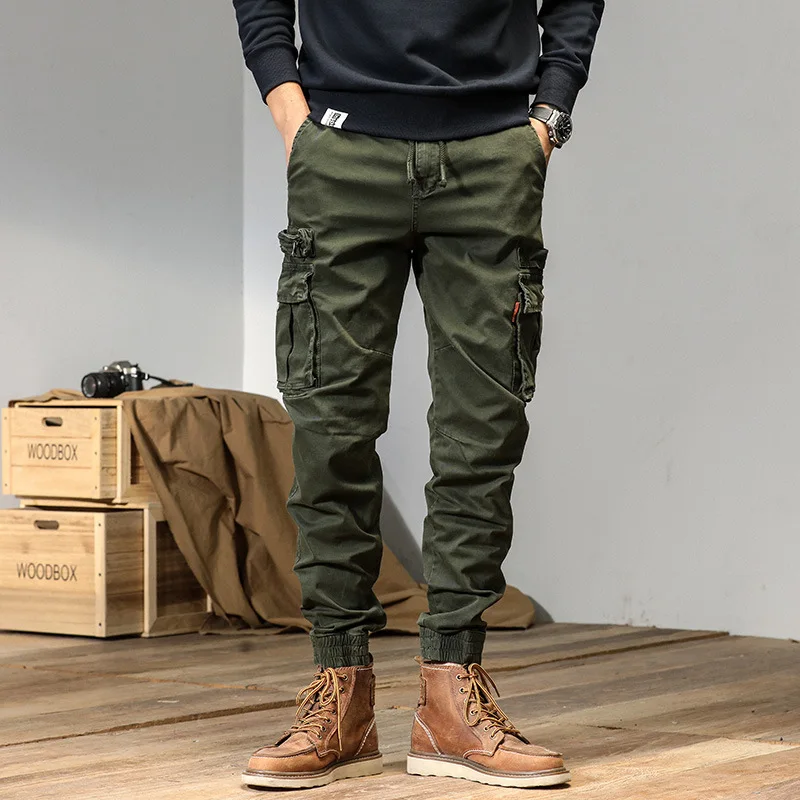 الربيع والخريف جديد الأمريكية الرجعية عمال السراويل الرجال وظيفية بارد عداء ببطء عمال السراويل عارضة