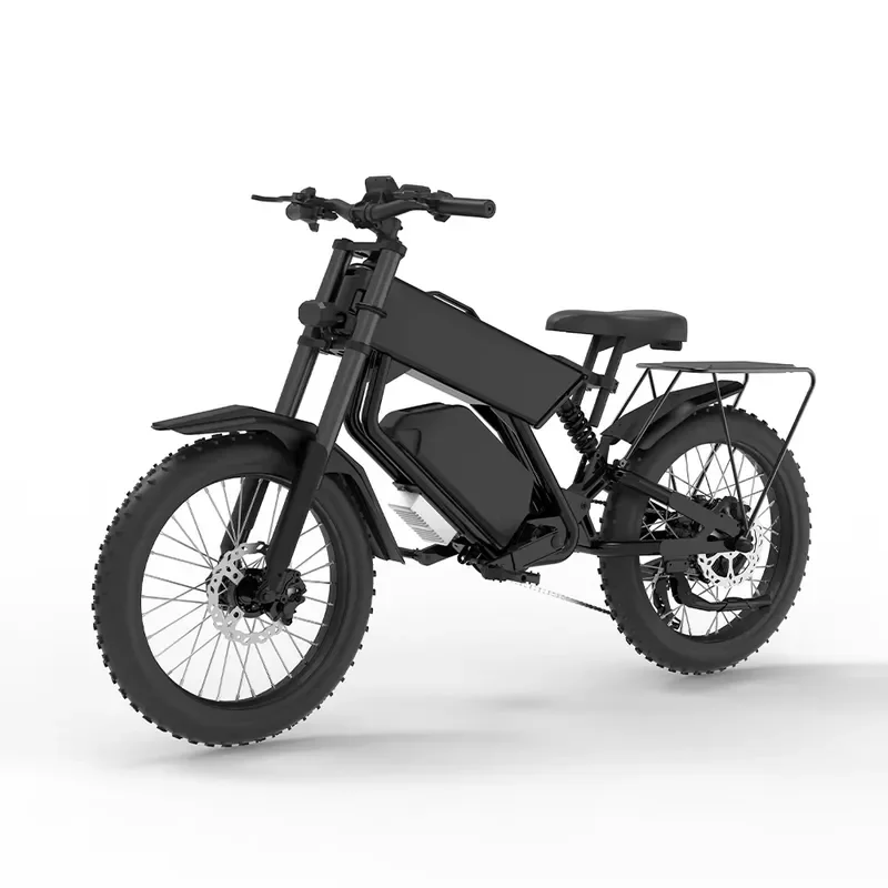 52V 25Ah Electric Bicycle 20 Inch Fat Tire Mountain Bike 2470W Motor Full Suspension E Bike for Adults High Speed Off Road