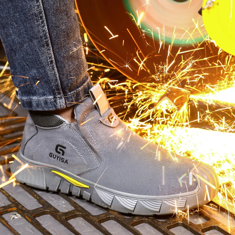 New Safety Boots Men Welder Safety Shoes Anti-Smash Indestructible Safety Shoes Men Work Boots Steel Toe Security Boots Footwear