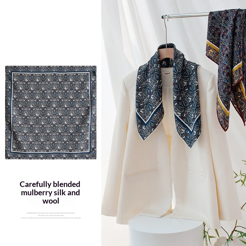 

New double-sided printed square women's elegant temperament decorative necklace exquisite gift scarf sunshade warm shawl