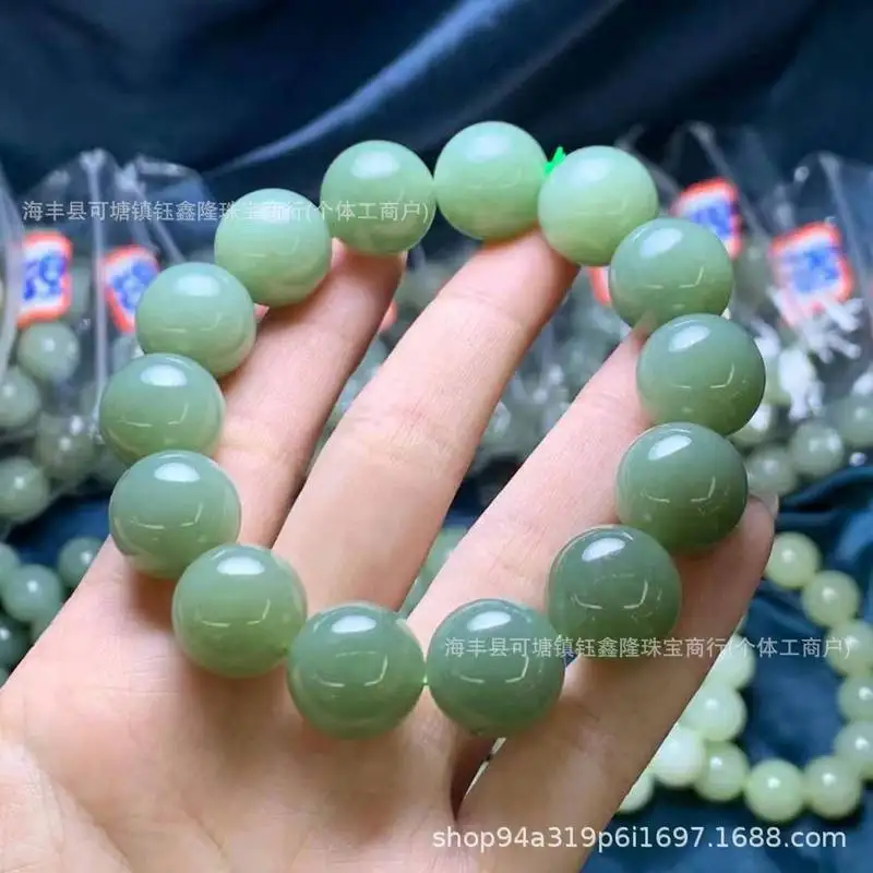 Natural Hetian Jade Qinghai Material Bracelet, color, simple men's jade bracelet.