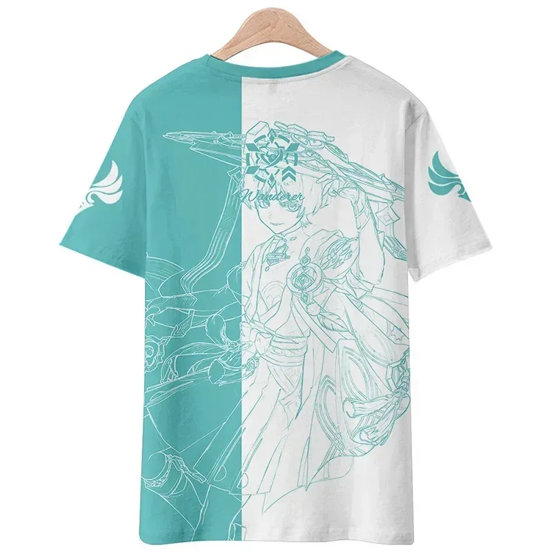 

NewGenshin Impact Wanderer Cosplay T-Shirt Scaramouche Unisex 3D Printed Polyester Short Sleeve Tops Fashion Tee Shirt2025