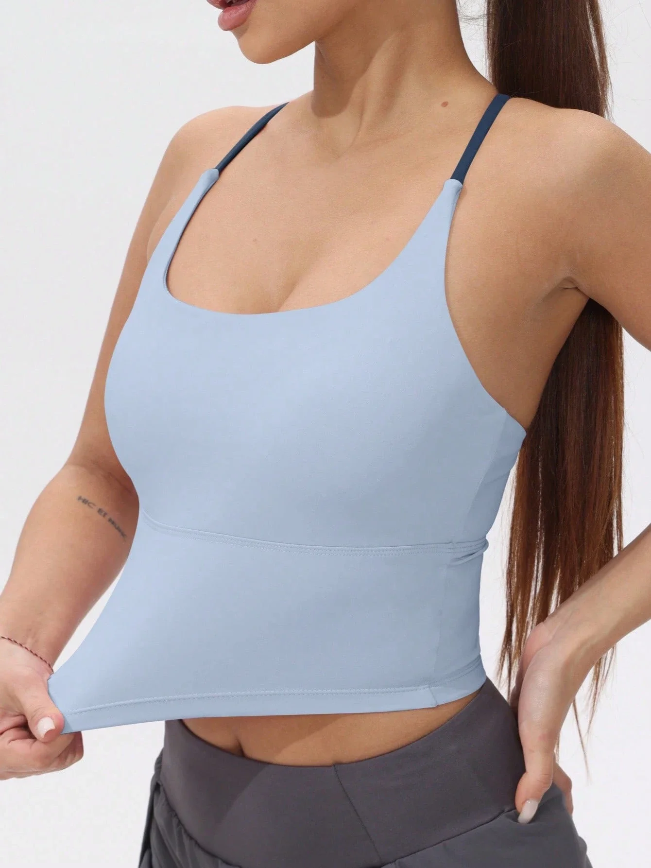 FItfemme Women's  Crisscross - Back Sports Tank Top - Quick - Dry, with Padded Cups - Ideal for Yoga, Gym & Running image 4