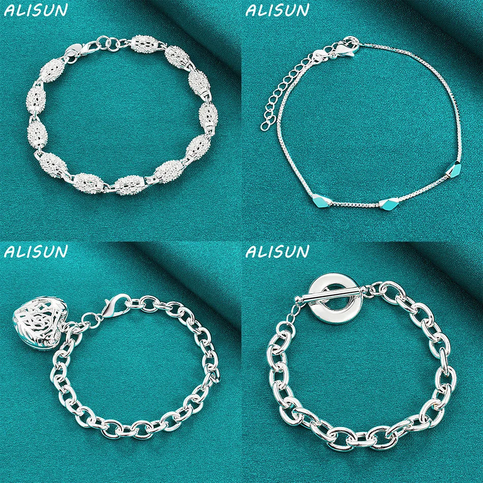 

ALISUN 925 Sterling Silver Bracelets For Women Men Anniversary Gift Popular Wild Fashion Romantic Jewelry