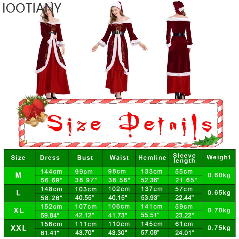 ชุดคอสเพลย์ซานตาคลอสสำหรับผู้หญิง ชุดเดรสสีแดงเซ็กซี่สำหรับงานปาร์ตี้คริสต์มาส ปีใหม่ และการแสดงบนเวที ปี 2025