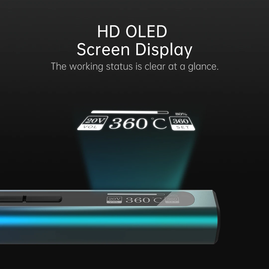 DUKA Kit Solder Elektrik Portabel Pintar Besi Tampilan OLED Digital Alat Las Dapat Disesuaikan Suhu Ujung Solder