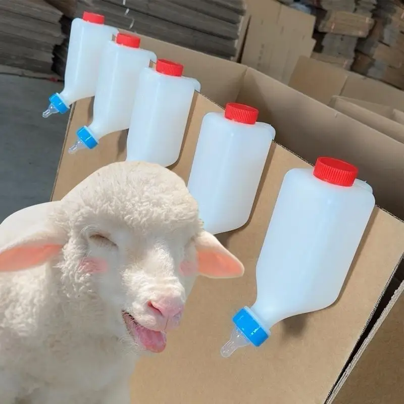 Lamb Milk Bottle Feeding Bottle Small Animals Lamb Nursing Bottles with Soft Nipple Goat Bottle Hangable Lamb Feeder Bottle