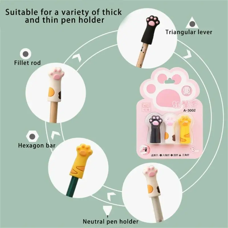 6 uds. Tapas de lápiz con garra de gatos de dibujos animados, tapas de lápiz de silicona a prueba de masticar, Protector de punta de lápiz de silicona para chico y estudiante