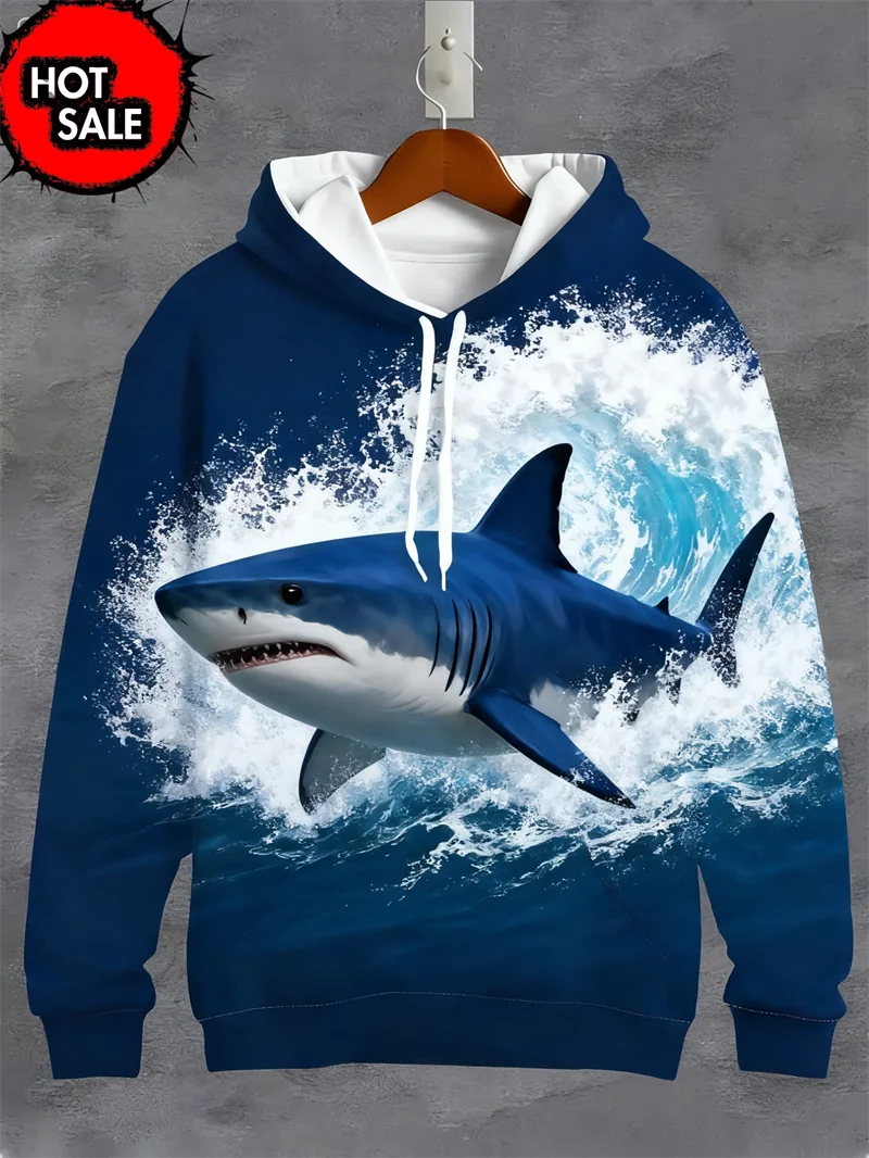 موضة الخريف هوديس للرجل ثلاثية الأبعاد مطبوعة الحيوان دولفين هوديي بلوزات فضفاضة المناسب البلوز بلوزات غير رسمية