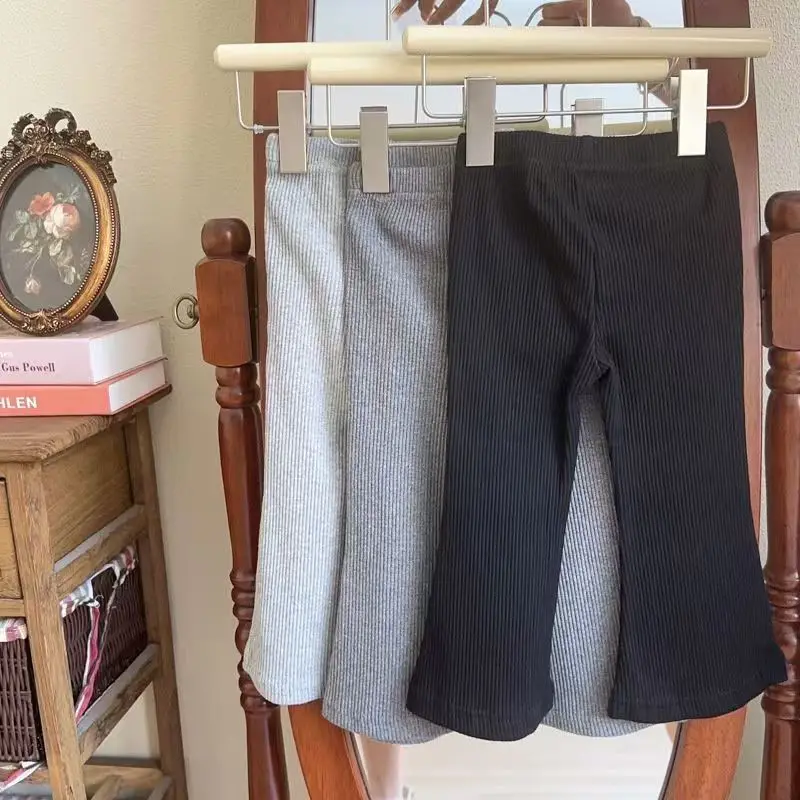 Frühling Herbst Baby Mädchen Hose Herbst Frühling Kinder Ausgestelltes Hosen 1-6Year Kid Leggings Solide Mode Boot Cut Baumwolle Kleidung