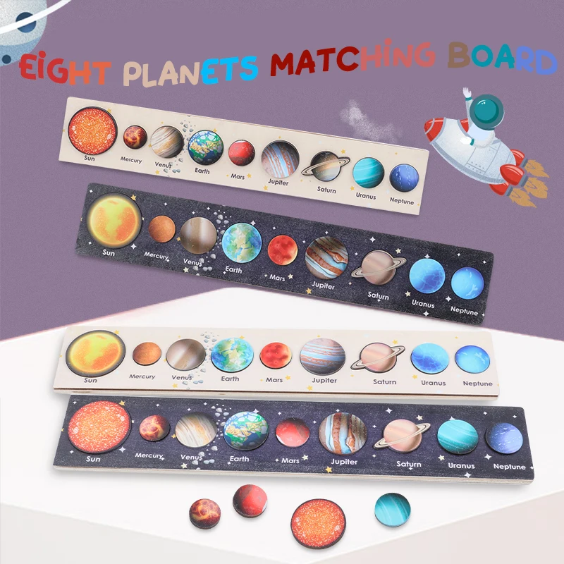 Montessori Science Eight Planets Matching Board Toys Astronomy Early Education Aids Boy And Girls Educational Toys For Children