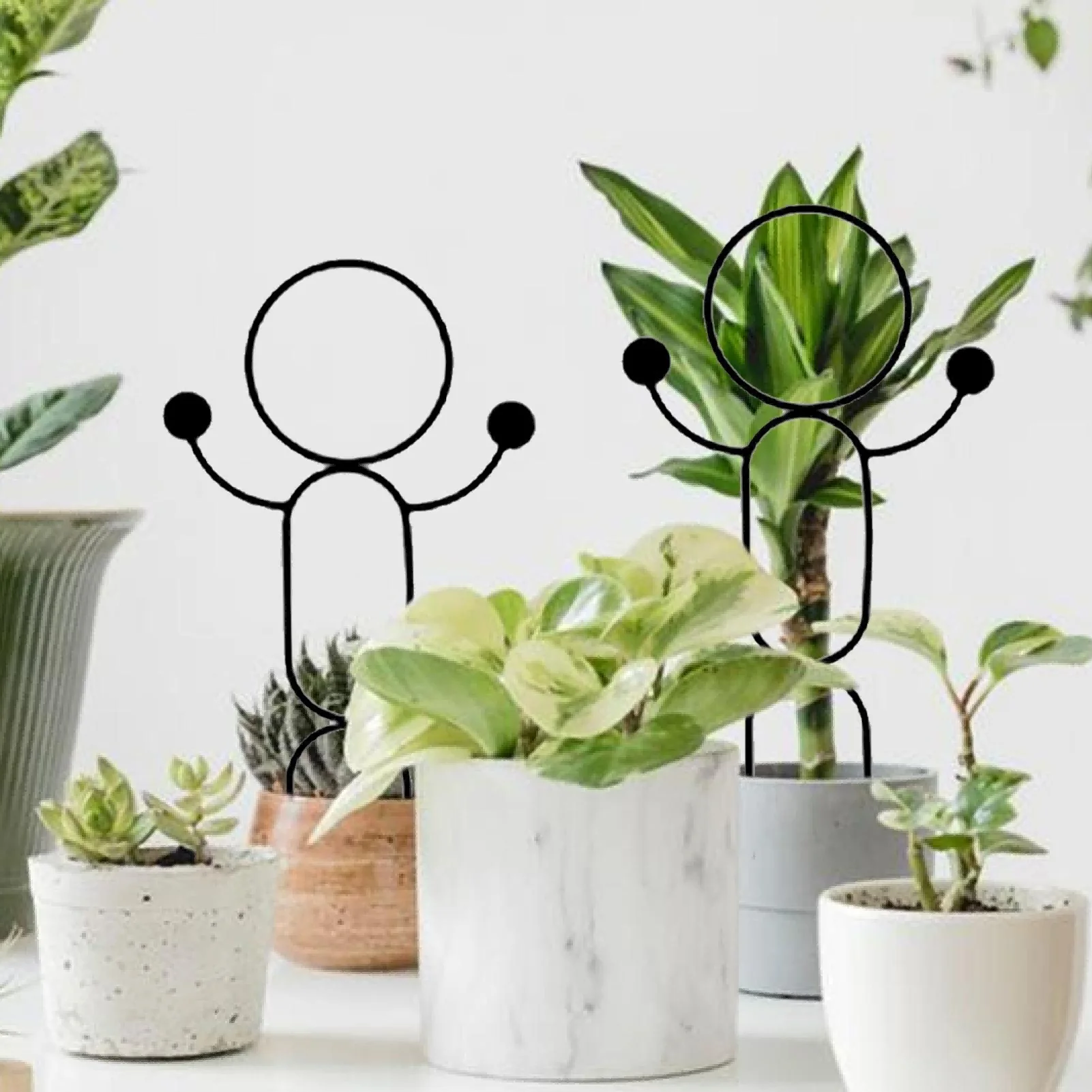 Metal Plant Climbing Trellis with Artistic Humanoid Design for Vines Flowers and Indoor For Outdoor Greenery Support