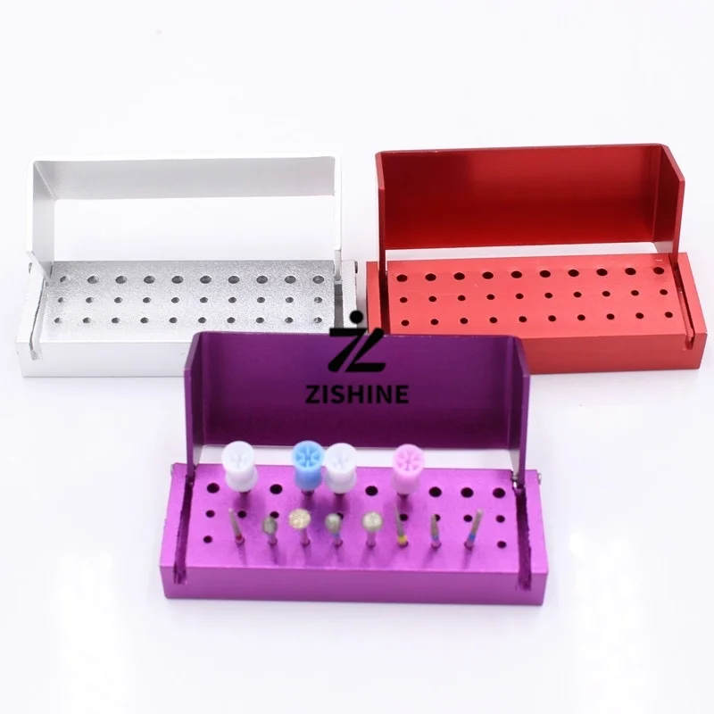 15/30 Holes Dental Bur Holder Block High Low Speed Burs Aluminum Disinfection Box Autoclave Sterilizer Case Dentistry Tools