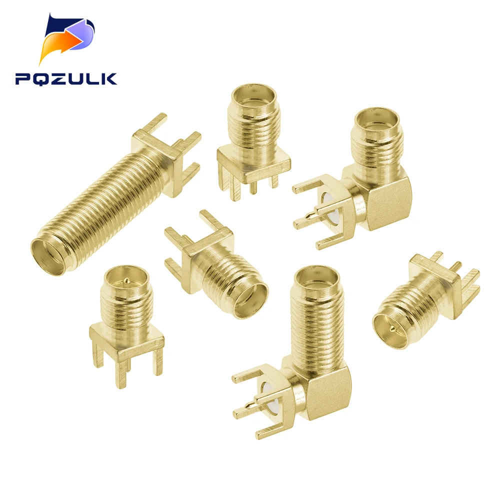 5PCS SMA SMA-KE PCB Female connector Striaght 28.5MM Female Jack Adapter Solder Edge PCB Mount RF Copper Connector Plug Socket