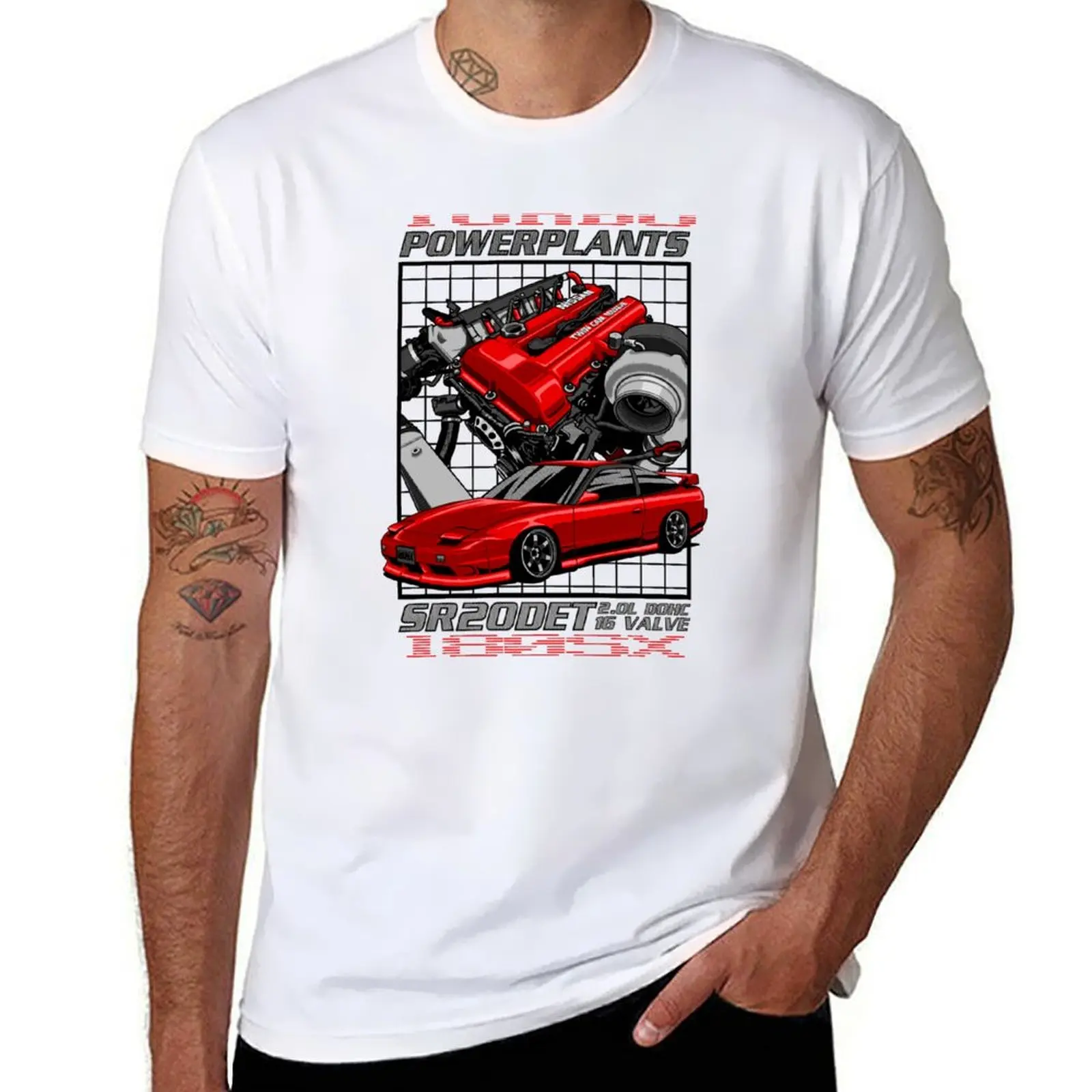 

180SX TURBO POWERPLANTS Red T-Shirt cotton tshirt 100% man t shirt heavy cotton T-Shirt
