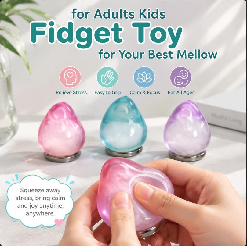 Fidget Toys Squishy Drop, Stress Cube Squishies Anxiety Stress Relief Ice Squishy Stress Cube-Drop Malt Sugar Balls Sensory Ball