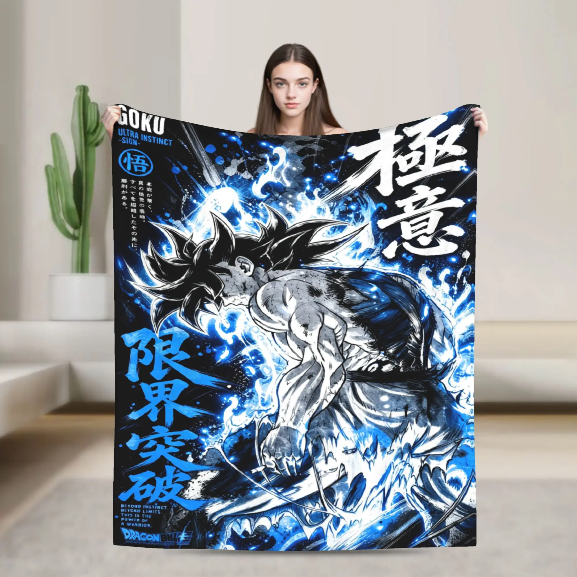 Custom Sofa Fleece D-Dragon B-Ball Z Gokus Throw Blanket Warm Flannel Manga Movie Blankets for Bedroom Travel Couch Quilt