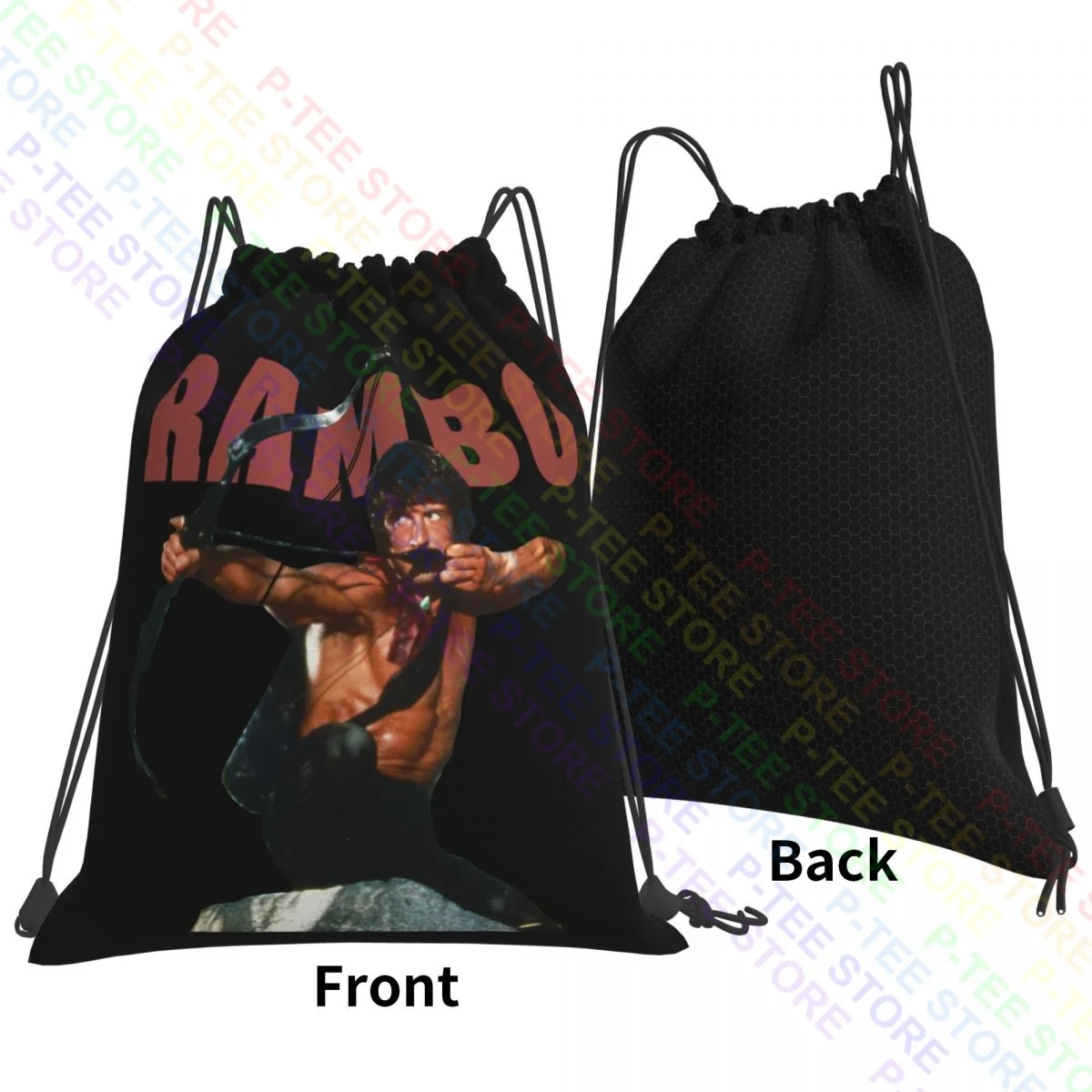 Rambo First Blood John Shooting Bow Arrow Drawstring Bags Gym Bag Bookbag Shoe Bag Lightweight School Sport Bag