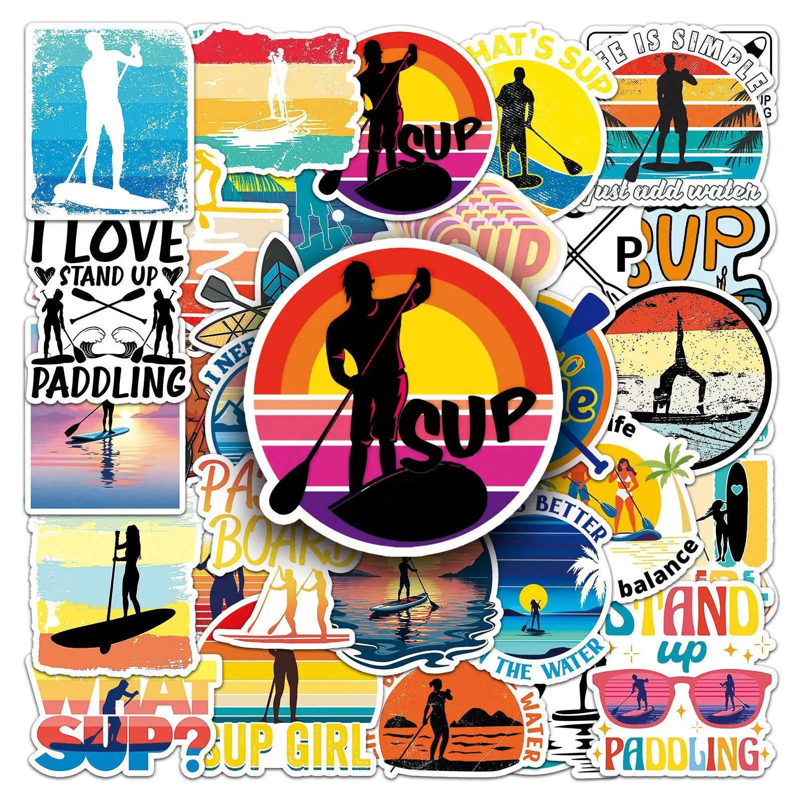 

50Pcs Standing paddle board graffiti DIY cartoon Decoratio phone Luggage Laptop Guitar Bike Skateboard fridge helmet Kid sticker