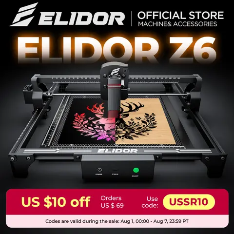 ELIDOR Z6 6W Laser Engraver and Cutting Machine CNC Diode Working Area 300X300mm Wood Marking Engravable Plywood Acrylic Glass