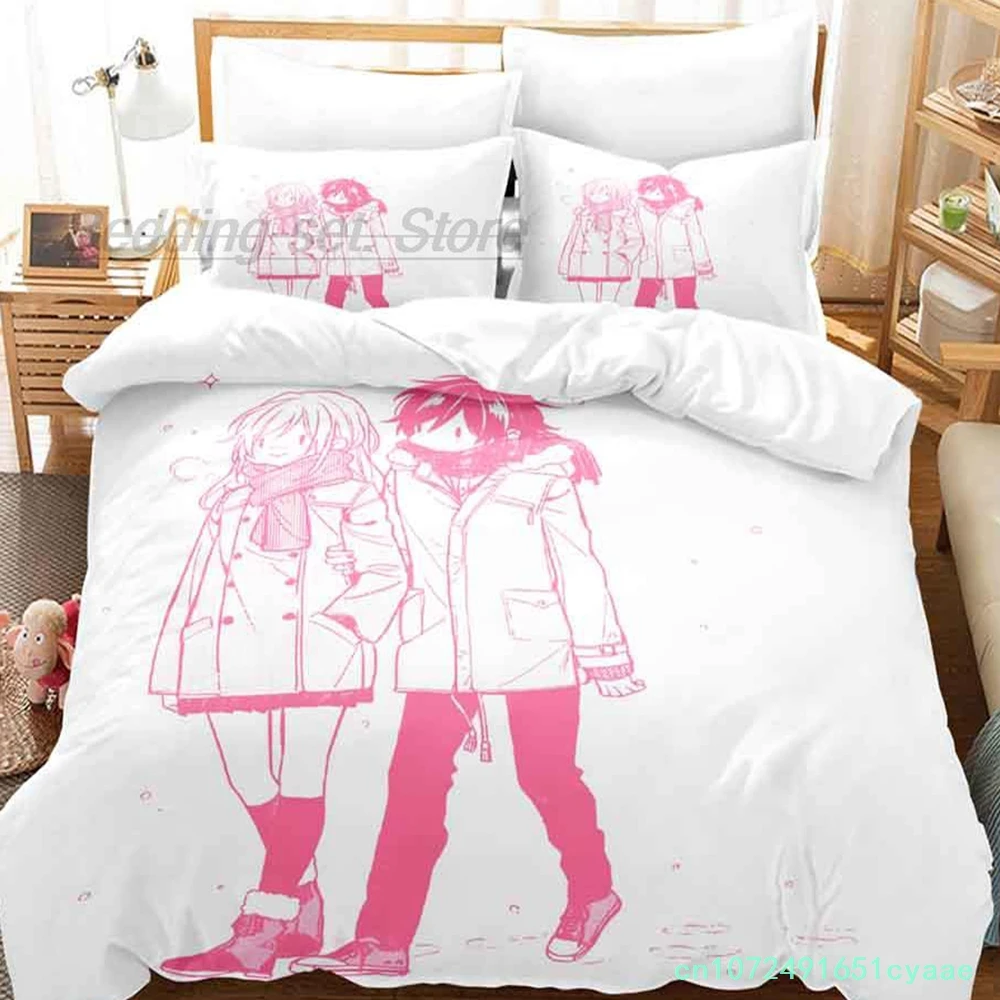 Horimiya Bedding Set Single Twin Full Queen King Size Bed Set Aldult Kid Bedroom Duvetcover Sets 3D 2022 Anime Bed Sheet Set