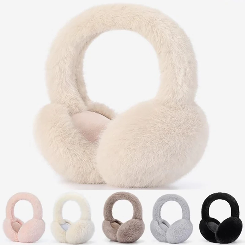 1pcs Solid Color Soft Plush Ear Warmer Winter Warm Earmuffs Fashion Ear Cover Outdoor Cold Protection Ear-Muffs Folding Earflap